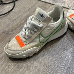 Nike shoes. Worn. Some ware and rare, but can definitely wash.